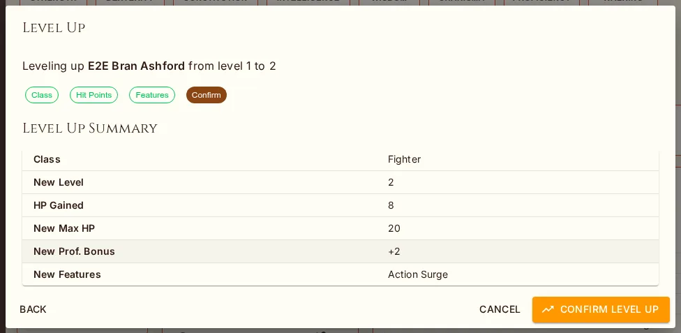 The Confirm step summarises everything; it stays disabled until every pick is made.