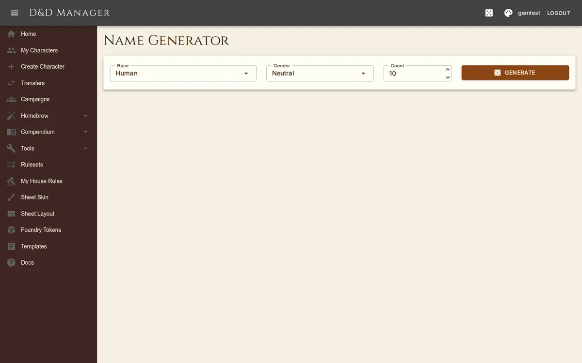 The name generator, by race and gender.
